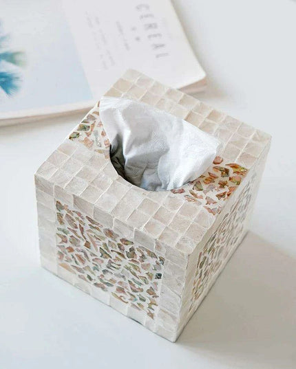 Elegant Handcrafted Mother of Pearl Tissue Box - Unique Artisan Decor for a Chic Home Upgrade