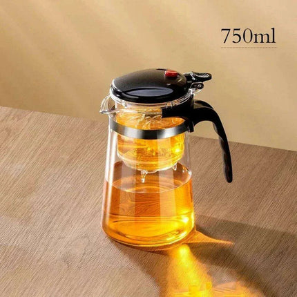 Elegant One-Touch Infuser Glass Teapot for Effortless Brewing Mastery