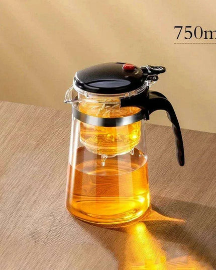 Elegant One-Touch Infuser Glass Teapot for Effortless Brewing Mastery
