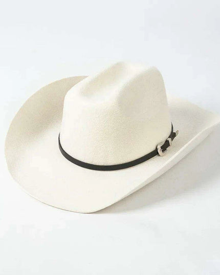 Stylish Women's Wide Brim Wool Cowboy Hat with Buckle Accent - Fall/Winter Collection (M/L Size)