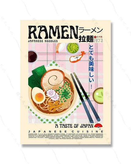 Asian Gourmet Canvas Art: Stunning Illustrations of Ramen, Sushi, and Dumplings for a Stylish Kitchen