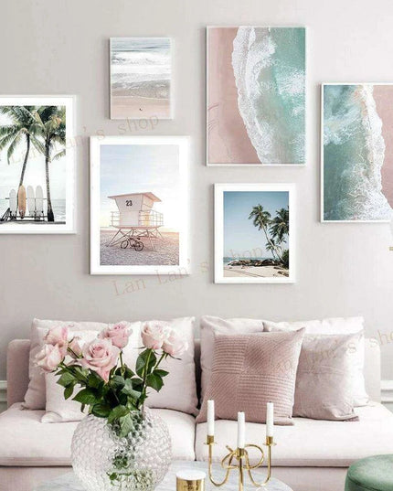 Tropical Bliss: Pink Sands & Palms Wall Art Print