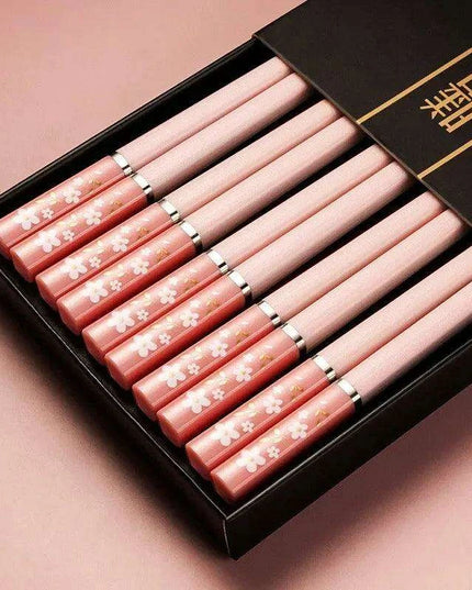 Sakura Elegance: Chic Pink Alloy Chopsticks for Gourmet Dining Delight