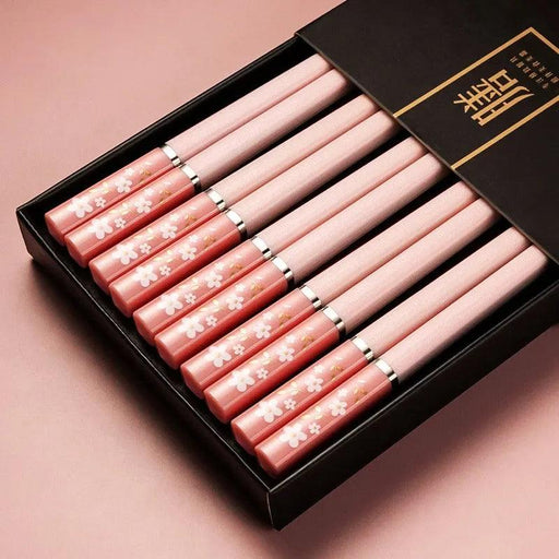 Sakura Elegance: Chic Pink Alloy Chopsticks for Gourmet Dining Delight