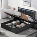 Regal Black & Gold LED Queen Bed Frame with Stylish Ottoman Storage