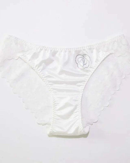 Luxe Sheer Lace Hipsters with Sparkling Rhinestones - Premium Satin Silk Seamless Comfort Briefs
