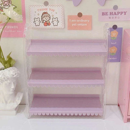 Chic Pink Lace 3-Tier Organizer for Dolls and Cosmetics