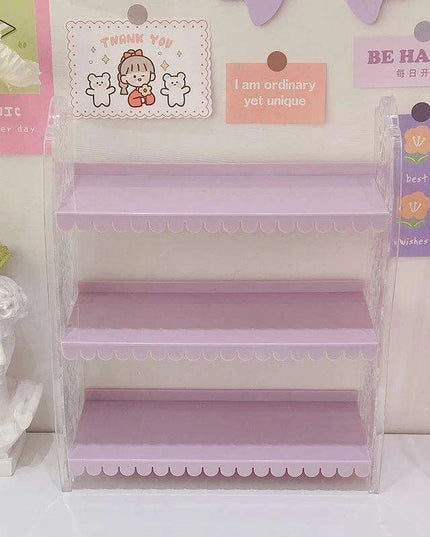 Chic Pink Lace 3-Tier Organizer for Dolls and Cosmetics