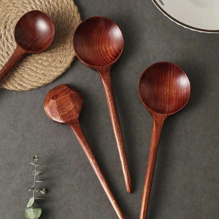 Elegant Japanese Artisan Wooden Soup Spoon with Extended Handle for Fine Dining