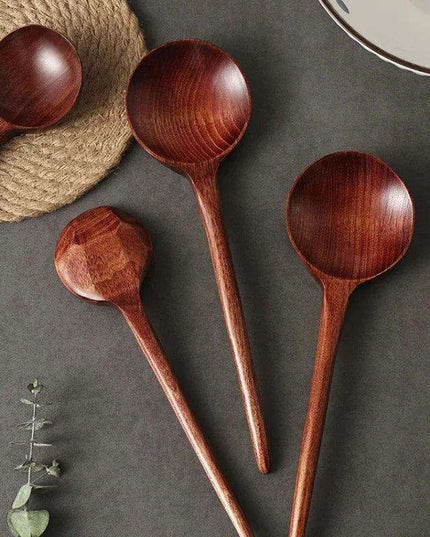 Elegant Japanese Artisan Wooden Soup Spoon with Extended Handle for Fine Dining