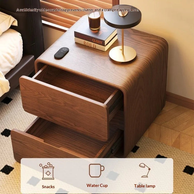 Liguang Vintage Cream Wood Nightstand with Storage - Modern Design
