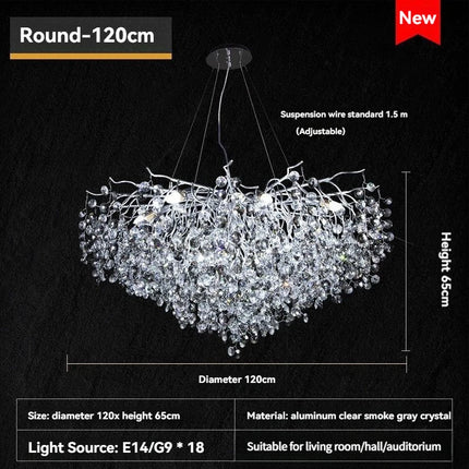 Twinkling Light Silver Crystal Chandelier - Large Oval Pendant Lamp
