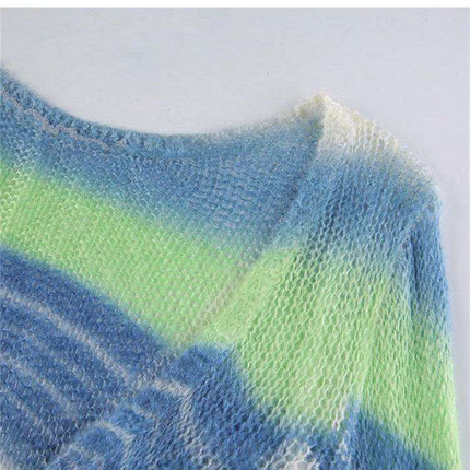 Chic Striped Bell Sleeve Dress with Back Cutout - Sophisticated Women's Fashion by JakotoNew