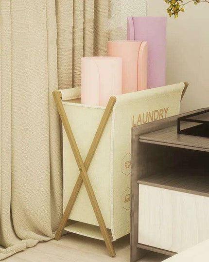 Chic Foldable Laundry Hamper with Lid - Elegant Cotton Linen Organizer for Stylish Home Storage