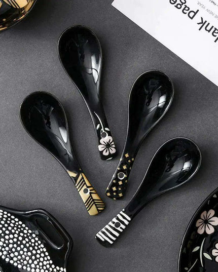 Artisan Handcrafted Japanese Ceramic Soup Spoon for Sophisticated Dining