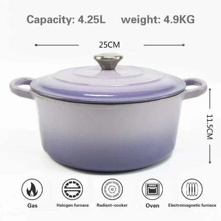 Premium Enamel-Coated Cast Iron Soup and Stew Cookware Set - Induction Compatible