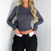 Winter Elegance: Women's Bodycon Long Sleeve Tee - Y2K-Inspired Solid Top