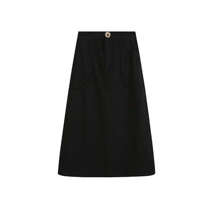 Versatile A-line Cotton Skirt with Spacious Pockets for Women