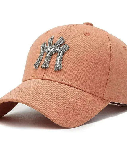 Diamond-Embellished Cotton Baseball Cap with Adjustable Fit