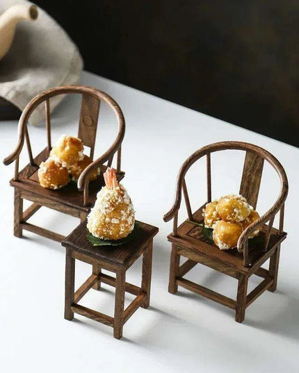 Charming Vintage Sushi Presentation Set with Miniature Table and Chair