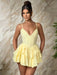 Elegant Backless Ruffled V Neck Summer Mini Dress for Women - Ideal for Parties and Gatherings