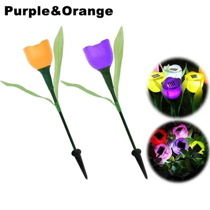 Solar LED Tulip Garden Lights — Waterproof Outdoor Pathway Decor
