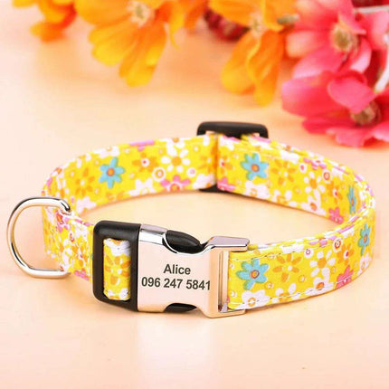 Personalized Floral Nylon Dog Collar - Stylish ID Collars for Dogs of All Sizes