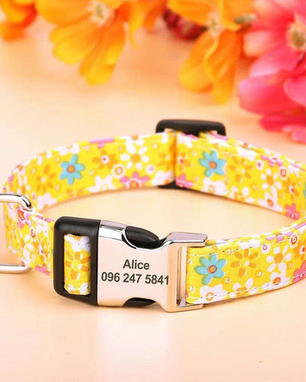 Personalized Floral Nylon Dog Collar - Stylish ID Collars for Dogs of All Sizes