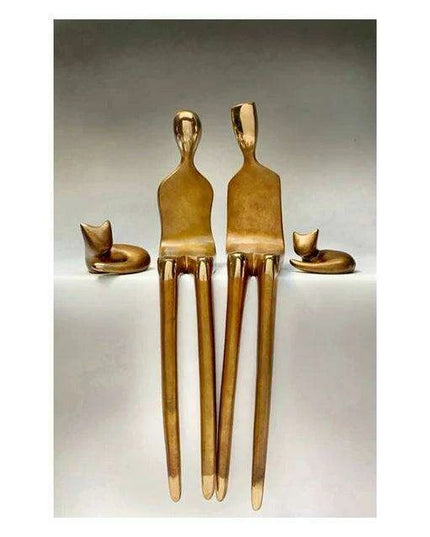 Romantic Golden Lovebirds Canvas Artwork - Elegant Home Accent Decor