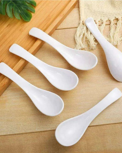 Sophisticated Black Melamine Serving Spoon with Elegant Japanese Porcelain Motif