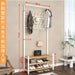 Modern Entryway Organizer with Hooks - Stylish Storage Solution for Shoes and Coats