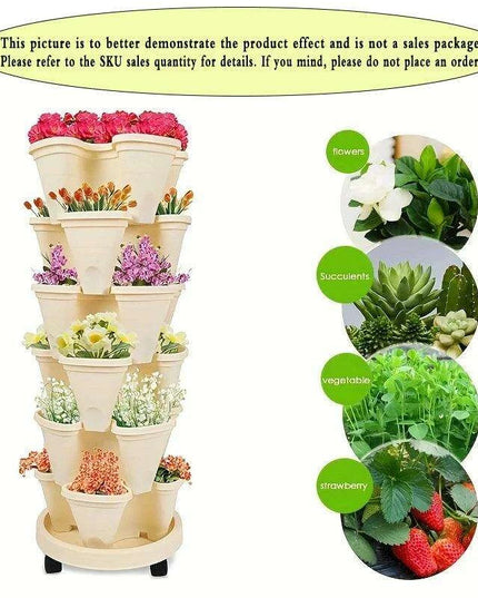 Space-Saving Vertical Herb Tower with Rolling Mobility