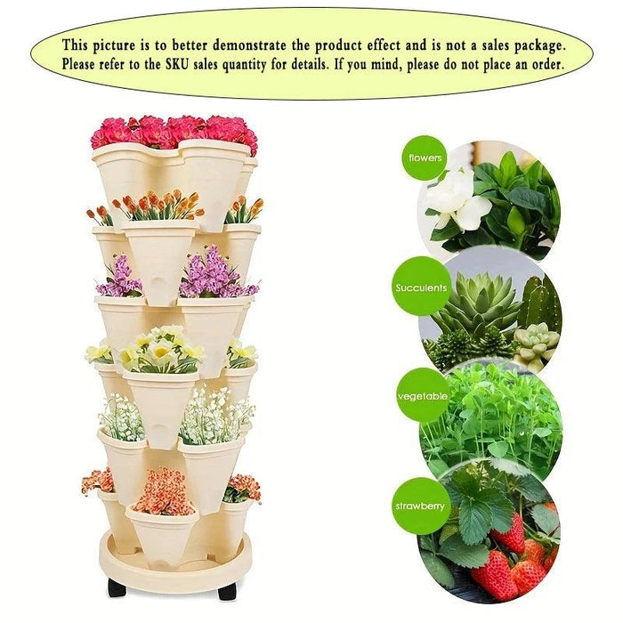 Space-Saving Vertical Herb Tower with Rolling Mobility