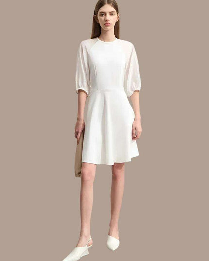Chic Summer A-Line Dress with Stylish Spliced Shoulder Sleeves