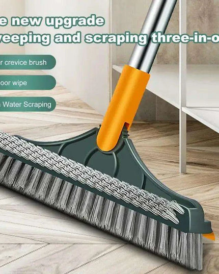 Versatile 3-in-1 V-Shaped Floor Scrub Brush with Adjustable Telescopic Handle for Superior Cleaning Performance