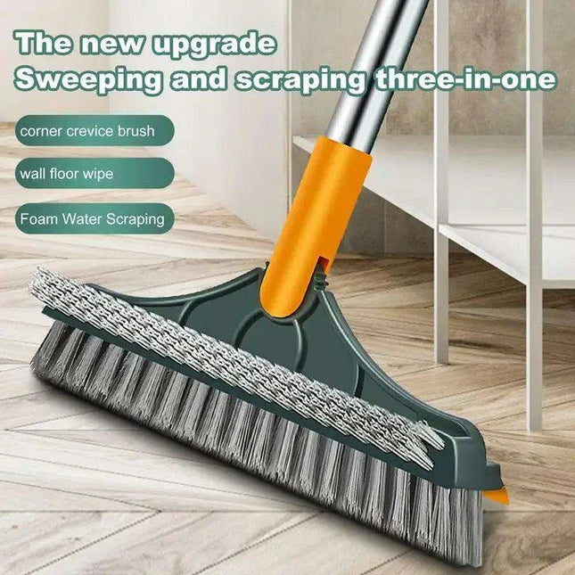 Versatile 3-in-1 V-Shaped Floor Scrub Brush with Adjustable Telescopic Handle for Superior Cleaning Performance