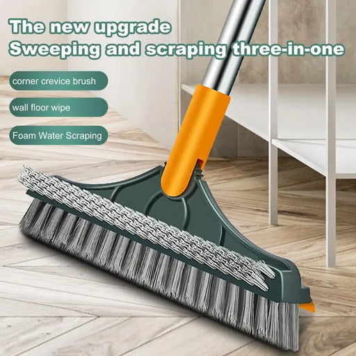 3-in-1 V-Shaped Floor Scrub Brush Set with Adjustable Handle