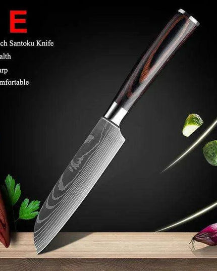 Exquisite Damascus Steel Chef Knife Collection - 1-10Pcs Japanese Santoku and Utility Knives for Culinary Excellence
