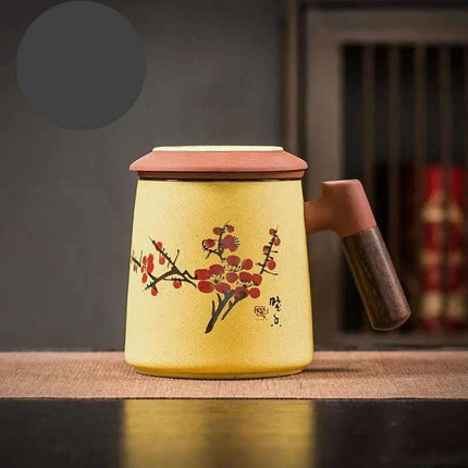 Sophisticated Purple Clay Travel Tea Mug Set with Infuser and Lid - 400ml for Office and Leisure