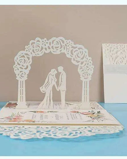 Elegant Blush Pink 3D Pop-Up Wedding Invite Set - 50 Count