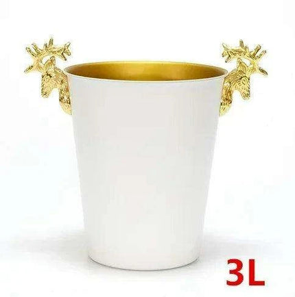 Majestic Deer Head Ice Bucket: Luxurious European Charm in Dual-Tone Design