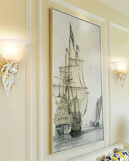 Whimsical Nordic Angel Resin Wall Lights - Unique LED Decor for Indoor Spaces