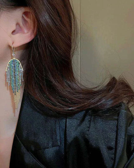 Sparkling Rhinestone and Tassel Earrings - Elegant Fashion Accent