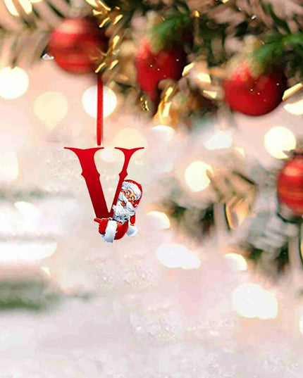 Personalized Santa Hat Alphabet Ornaments for Holiday Tree Decoration