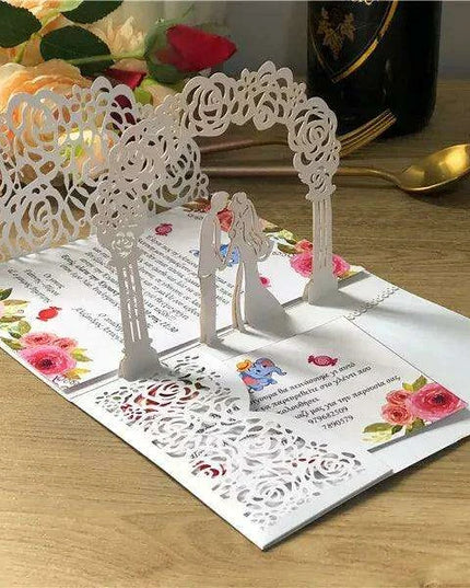 Elegant Blush Pink 3D Pop-Up Wedding Invite Set - 50 Count