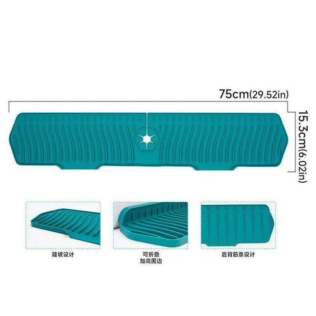 Versatile Silicone Splash Guard Mat with Drip Catcher for Kitchen and Bath