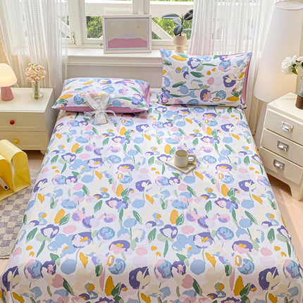 Housewear Cotton Fitted Sheet - Soft, Comfortable, Elastic Band, Print