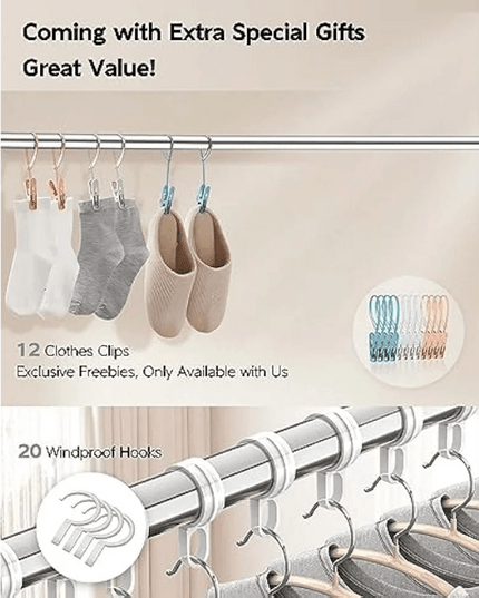 Vikaqi Premium Stainless Steel Adjustable Clothes Drying Rack with Bonus Accessories