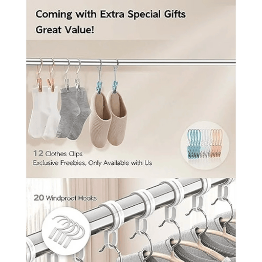 Vikaqi Premium Stainless Steel Adjustable Clothes Drying Rack with Bonus Accessories
