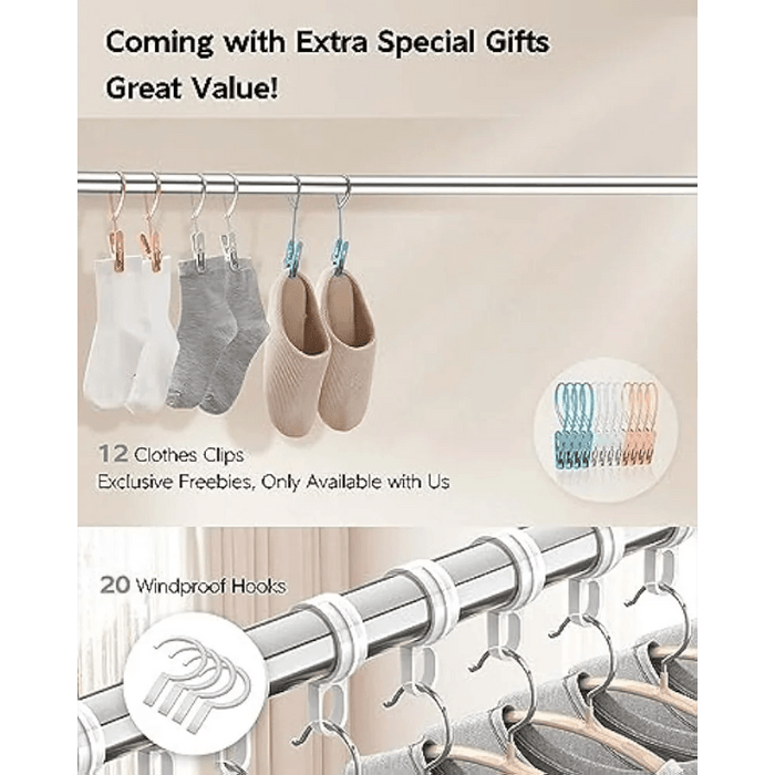 Vikaqi Premium Stainless Steel Adjustable Clothes Drying Rack with Bonus Accessories